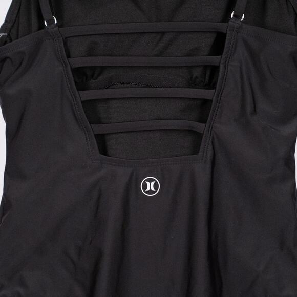 Hurley Women's One-Piece Swimsuit LARGE UPF 50+ Ladderback Cut-Out Padded Black - Picture 4 of 5